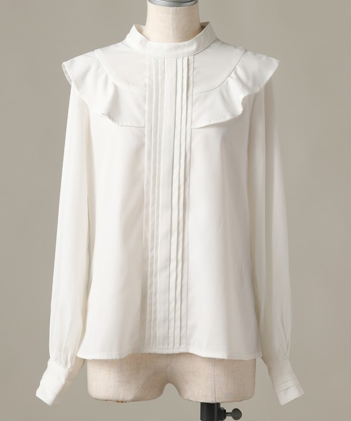 Cheek（チーク）の「ピンタックケープブラウス（シャツ/ブラウス・レディース・オフホワイト/ネイビー/オレンジ・MEDIUM）」の21枚目の写真