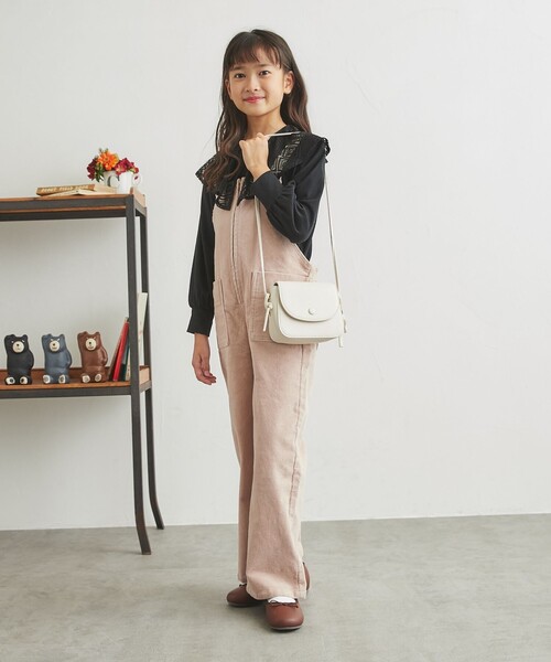 coen（コーエン）の「コーデュロイオーバーオール（サロペット/オーバーオール・キッズ・ライトピンク/ベージュ・150/110/130）」の2枚目の写真