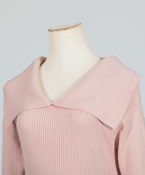 Julia Boutique（ジュリアブティック）の「デコルテオープンマーメイドニットワンピース/22567（ワンピース・レディース・オフホワイト/ピンク/グレイッシュベージュ・ONE）」の9枚目の写真