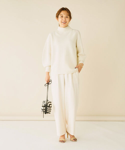 NOLLEY’S(ノーリーズ)の「CHESS 15Gハイネックプルオーバーニット(ニット/セーター・レディース・イエロー/オフホワイト/ブルー/グレイッシュベージュ・38)」の13枚目の写真