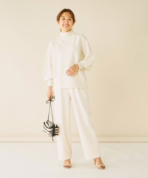 NOLLEY’S(ノーリーズ)の「CHESS 15Gハイネックプルオーバーニット(ニット/セーター・レディース・イエロー/オフホワイト/ブルー/グレイッシュベージュ・38)」の14枚目の写真