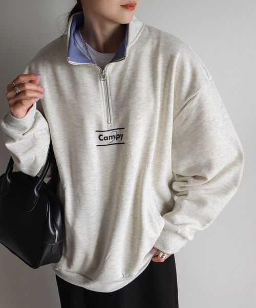 COURO（コウロ）の「ワンポイント刺繍/プリントハーフジップスウェット（スウェット・レディース・ライトグレー/レッド/ネイビー/オートミール/パープル/ブラック/グレー系その他/ブルー/ネイビー系/アイボリー系/ブラック系その他/ブルー系その他/パープル系その他/レッド系その他/ネイビー系1/アイボリー系1/カーキ系/カーキ/アイボリー/チャコール/ライトグレー系/グレー系その他2/ホワイト/チャコールグレー/ライトグレー系1/ブラック系その他2/アイボリー系2/グレー系/ネイビー系2/ブラック系その他3/グレー系その他3/グレー系その他4/ライトグレー系2/グレー系1・M/L）」の19枚目の写真