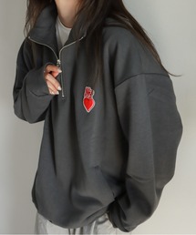 ワンポイント刺繍プリントハーフジップスウェット」に該当する