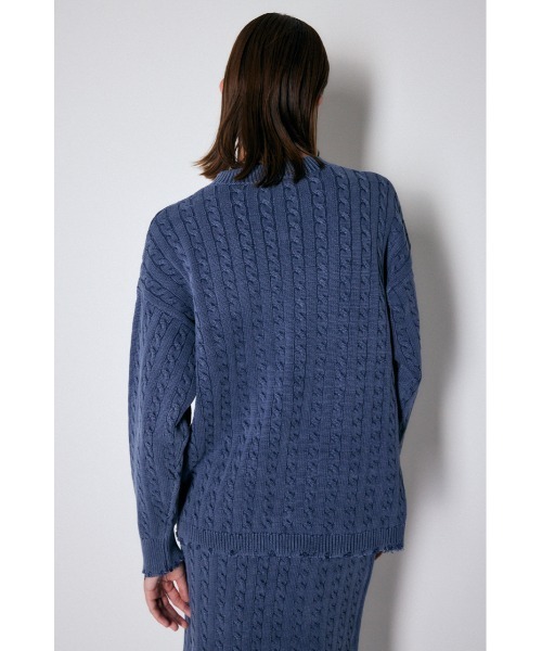MOUSSY（マウジー）の「CABLE KNIT トップス（ニット/セーター・レディース・グリーン/ネイビー/イエロー・FREE）」の5枚目の写真