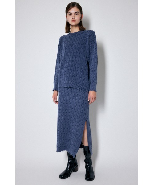 MOUSSY（マウジー）の「CABLE KNIT トップス（ニット/セーター・レディース・グリーン/ネイビー/イエロー・FREE）」の6枚目の写真