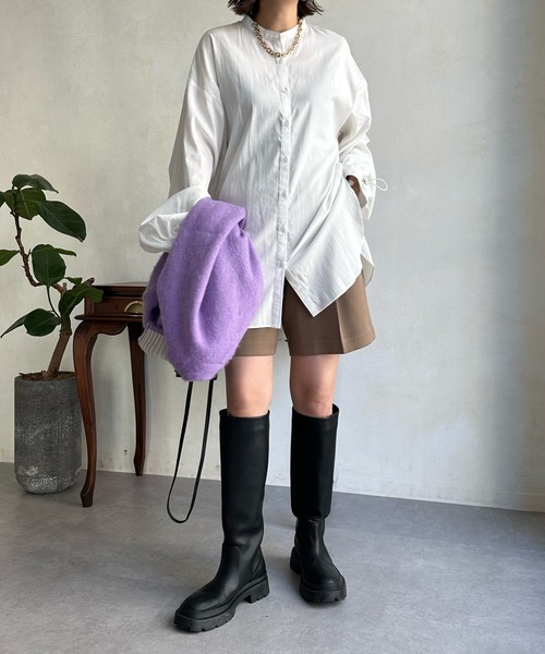 DouDou(ドゥドゥ)の「カフスアレンジシャツ(シャツ/ブラウス・レディース・ブラック/パープル/ホワイト・FREE)」の16枚目の写真