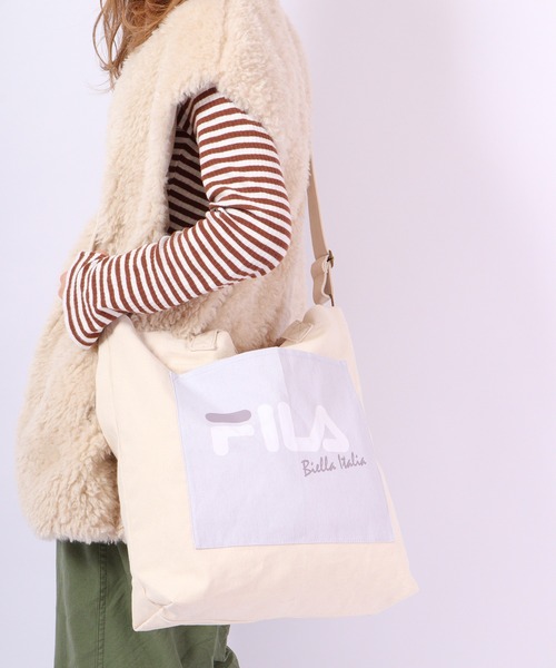 FILA（フィラ）の「FILA グレイッシュポケット２WAYキャンバストートバッグ（トートバッグ・レディース・ブルーグレー/モカ/オリーブ・FREE）」の18枚目の写真