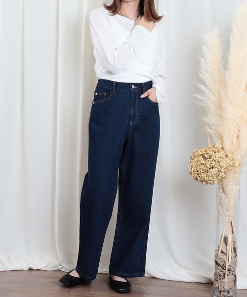 ZIMBABWE DENIM/MILKカジュアルパンツ セミワイドブリーチデニム （パンツ）｜human woman