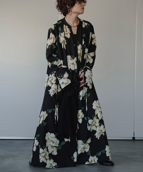 Ezick（エジック）の「Wrapping cuffs flower シャツワンピース