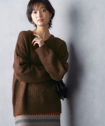 柄編みゆったりニットトップス ［Soiunique］