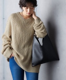 柄編みゆったりニットトップス ［Soiunique］