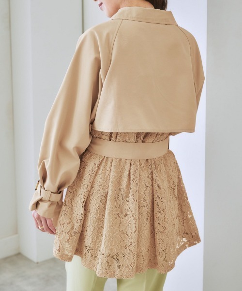 nissen（ニッセン）の「バックレースキャンディースリーブトレンチコート（トレンチコート・レディース・ネイビー/ベージュ・L/LL/S/M）」の6枚目の写真