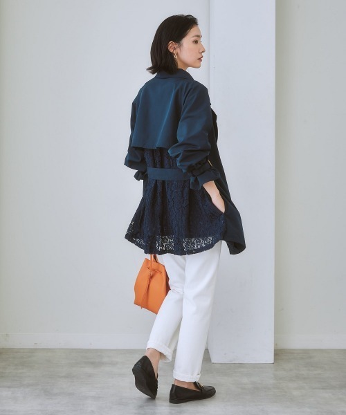 nissen（ニッセン）の「バックレースキャンディースリーブトレンチコート（トレンチコート・レディース・ネイビー/ベージュ・L/LL/S/M）」の15枚目の写真