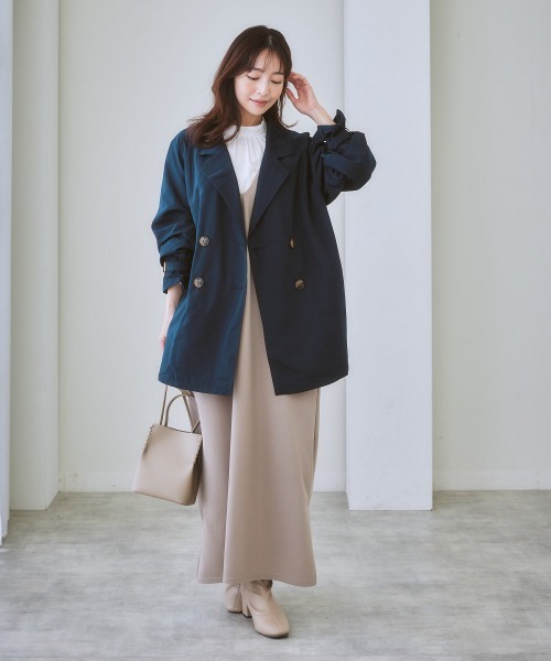 nissen（ニッセン）の「バックレースキャンディースリーブトレンチコート（トレンチコート・レディース・ネイビー/ベージュ・L/LL/S/M）」の18枚目の写真