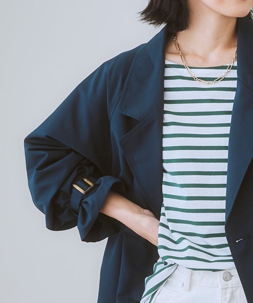 nissen（ニッセン）の「バックレースキャンディースリーブトレンチコート（トレンチコート・レディース・ネイビー/ベージュ・L/LL/S/M）」の12枚目の写真