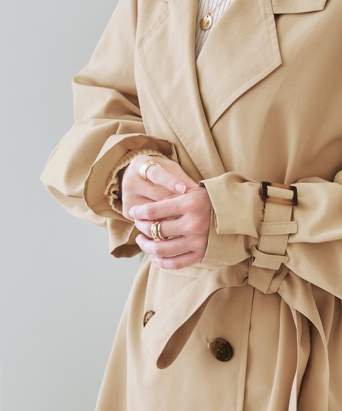 nissen（ニッセン）の「バックレースキャンディースリーブトレンチコート（トレンチコート・レディース・ネイビー/ベージュ・L/LL/S/M）」の7枚目の写真