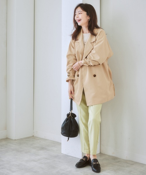 nissen（ニッセン）の「バックレースキャンディースリーブトレンチコート（トレンチコート・レディース・ネイビー/ベージュ・L/LL/S/M）」の8枚目の写真