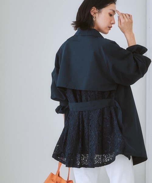 nissen（ニッセン）の「バックレースキャンディースリーブトレンチコート（トレンチコート・レディース・ネイビー/ベージュ・L/LL/S/M）」の10枚目の写真