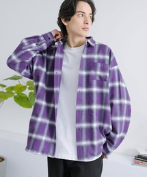 Rocky Monroe（ロッキーモンロー）の「オーバーサイズ オンブレチェックレギュラーカラー長袖シャツ（シャツ/ブラウス）」