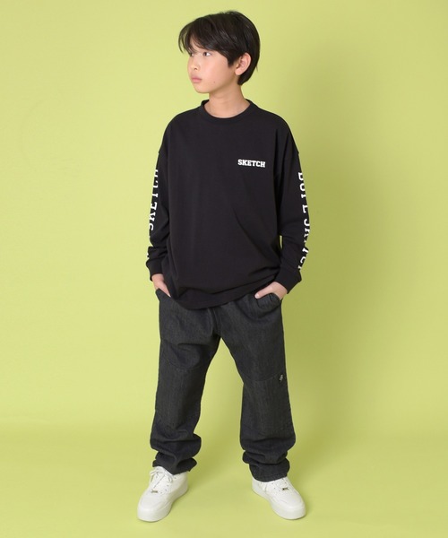 GLAZOS(グラソス)の「袖ロゴビッグ長袖Tシャツ(Tシャツ/カットソー・キッズ・ホワイト/ブラック/マスタード・160cm/170cm/150cm/140cm)」の1枚目の写真