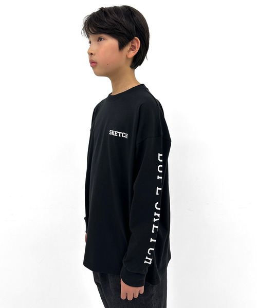 GLAZOS(グラソス)の「袖ロゴビッグ長袖Tシャツ(Tシャツ/カットソー・キッズ・ホワイト/ブラック/マスタード・160cm/170cm/150cm/140cm)」の7枚目の写真