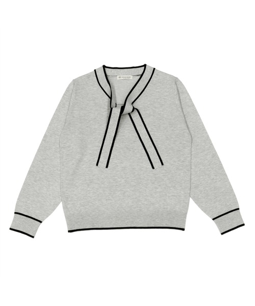 TOKYO SHIRTS（トウキョウシャツ）の「配色ボウタイ ニットプルオーバー（ニット/セーター・レディース・杢グレー/ネイビー・M/L）」の13枚目の写真