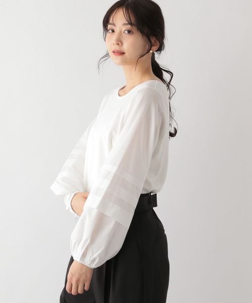 GLOBAL WORK（グローバルワーク）の「袖コンドッキングプルオーバー/MATINEE LINE/174544（Tシャツ/カットソー・レディース・ライトグレー/ブラック/オフホワイト・MEDIUM/LARGE）」の3枚目の写真