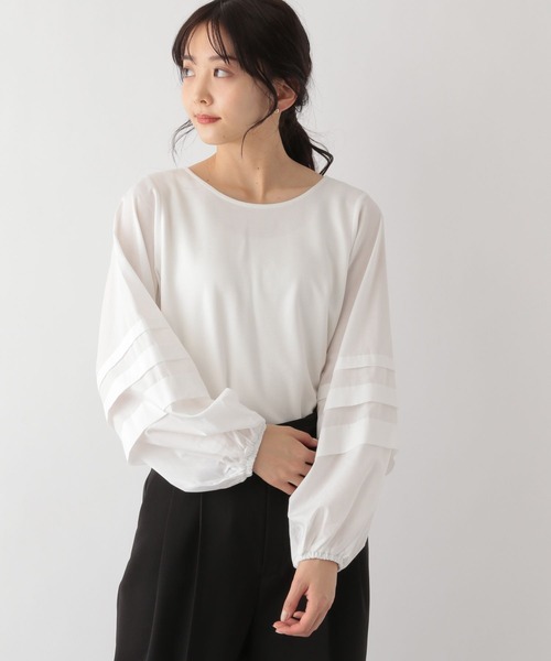 GLOBAL WORK（グローバルワーク）の「袖コンドッキングプルオーバー/MATINEE LINE/174544（Tシャツ/カットソー・レディース・ライトグレー/ブラック/オフホワイト・MEDIUM/LARGE）」の7枚目の写真