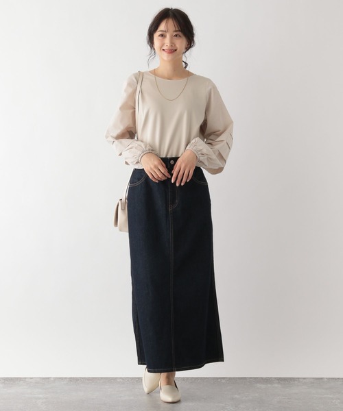 GLOBAL WORK（グローバルワーク）の「袖コンドッキングプルオーバー/MATINEE LINE/174544（Tシャツ/カットソー・レディース・ライトグレー/ブラック/オフホワイト・MEDIUM/LARGE）」の9枚目の写真