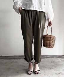 COMMONWARE:TRストレッチ タック ワイド テーパードパンツ