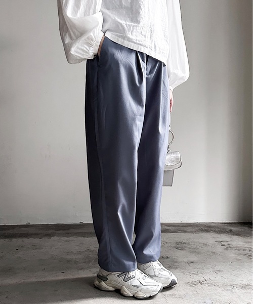 COMMON WARE（コモンウェアー）の「COMMONWARE:TRストレッチ タック ワイド テーパードパンツ（スラックス・レディース・カーキ/ブラック/サックスブルー/ベージュ/モカ/グリーン・L/XL/M）」の21枚目の写真