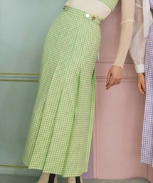 ギンガムチェックプリーツロングスカート