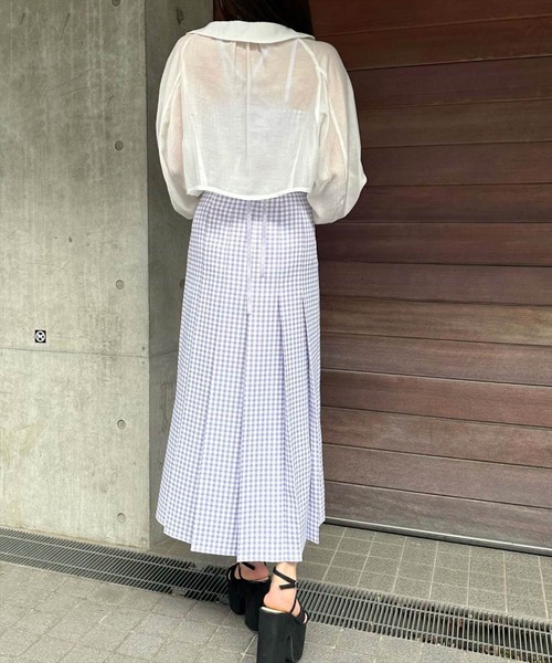 REDYAZEL（レディアゼル）の「ギンガムチェックプリーツロングスカート（スカート・レディース・グリーン/ブラック/ラベンダー・SMALL/MEDIUM）」の7枚目の写真
