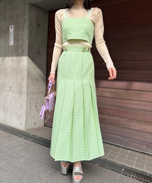REDYAZEL（レディアゼル）の「ギンガムチェックプリーツロングスカート（スカート・レディース・グリーン/ブラック/ラベンダー・SMALL/MEDIUM）」の9枚目の写真
