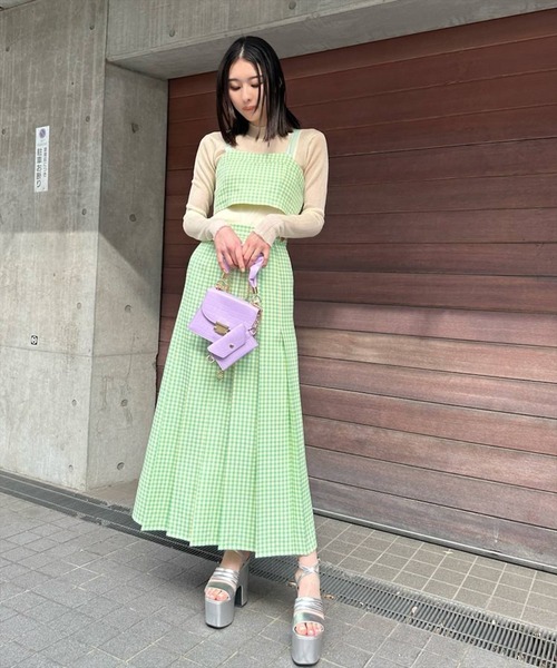 REDYAZEL（レディアゼル）の「ギンガムチェックプリーツロングスカート（スカート・レディース・グリーン/ブラック/ラベンダー・SMALL/MEDIUM）」の12枚目の写真