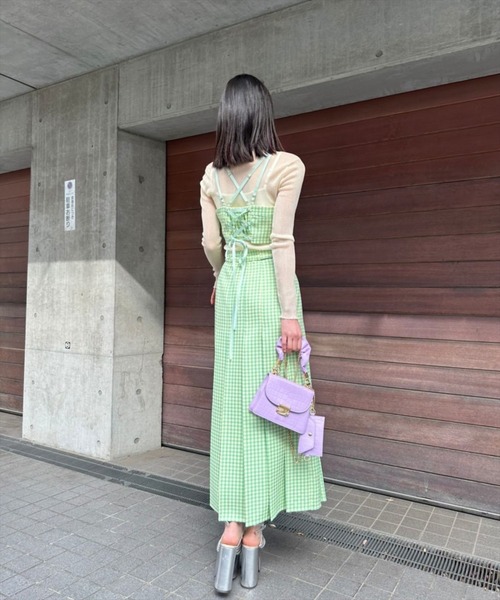 REDYAZEL（レディアゼル）の「ギンガムチェックプリーツロングスカート（スカート・レディース・グリーン/ブラック/ラベンダー・SMALL/MEDIUM）」の13枚目の写真