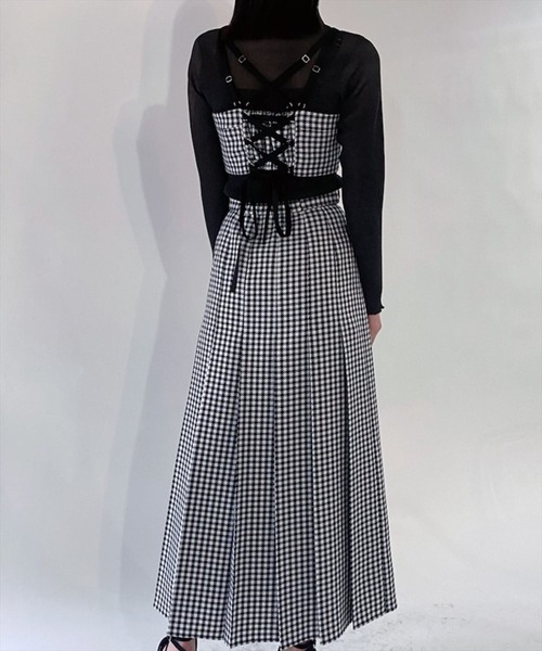 REDYAZEL（レディアゼル）の「ギンガムチェックプリーツロングスカート（スカート・レディース・グリーン/ブラック/ラベンダー・SMALL/MEDIUM）」の16枚目の写真