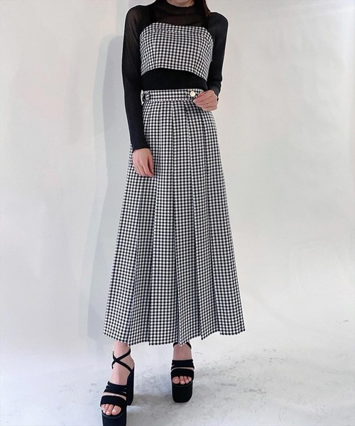 REDYAZEL（レディアゼル）の「ギンガムチェックプリーツロングスカート（スカート・レディース・グリーン/ブラック/ラベンダー・SMALL/MEDIUM）」の17枚目の写真