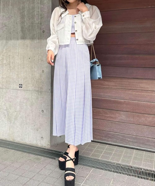 REDYAZEL（レディアゼル）の「ギンガムチェックプリーツロングスカート（スカート・レディース・グリーン/ブラック/ラベンダー・SMALL/MEDIUM）」の5枚目の写真