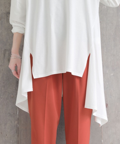 osharewalker（オシャレウォーカー）の「【廃盤】『裾アシメフレアカットソー』（Tシャツ/カットソー・レディース・グレイッシュブルー/ブラック/オフホワイト・FREE）」の4枚目の写真