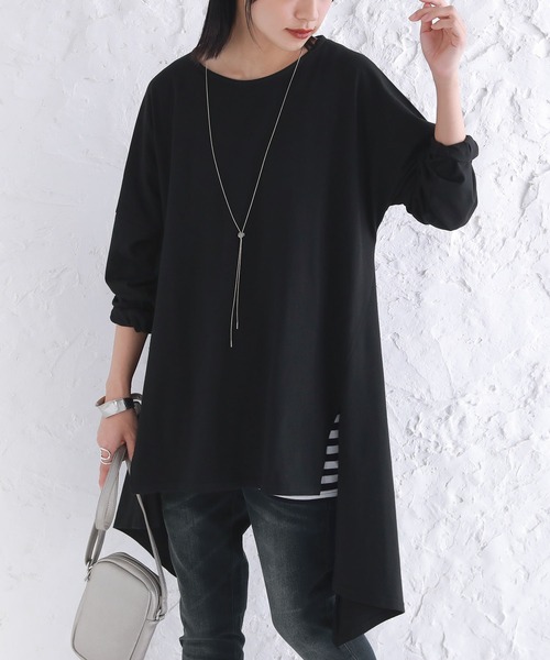 osharewalker（オシャレウォーカー）の「【廃盤】『裾アシメフレアカットソー』（Tシャツ/カットソー・レディース・グレイッシュブルー/ブラック/オフホワイト・FREE）」の9枚目の写真