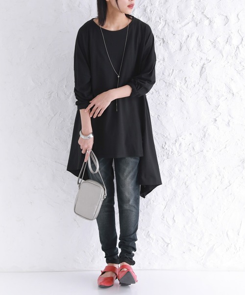 osharewalker（オシャレウォーカー）の「【廃盤】『裾アシメフレアカットソー』（Tシャツ/カットソー・レディース・グレイッシュブルー/ブラック/オフホワイト・FREE）」の10枚目の写真