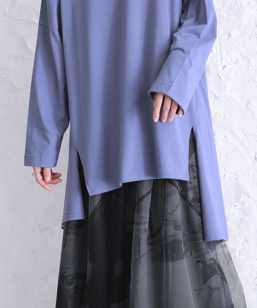 osharewalker（オシャレウォーカー）の「【廃盤】『裾アシメフレアカットソー』（Tシャツ/カットソー・レディース・グレイッシュブルー/ブラック/オフホワイト・FREE）」の11枚目の写真
