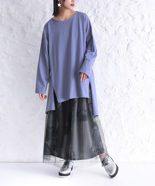 osharewalker（オシャレウォーカー）の「【廃盤】『裾アシメフレアカットソー』（Tシャツ/カットソー・レディース・グレイッシュブルー/ブラック/オフホワイト・FREE）」の13枚目の写真