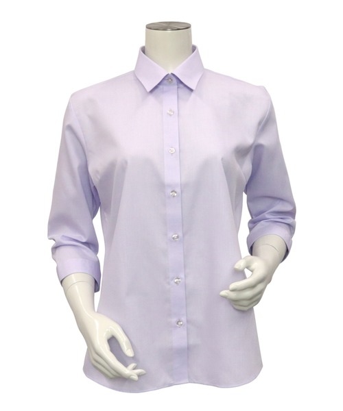 TOKYO SHIRTS(トウキョウシャツ)の「形態安定ノーアイロン レギュラー 七分袖ビジネスワイシャツ(ビジネスシャツ・レディース・ラベンダー・XL/S/L/M/LL/XS)」の3枚目の写真