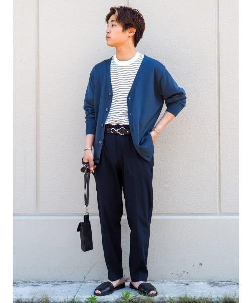 PLUS ONE(プラスワン)の「【接触冷感】【PLUS ONE】サラサラスリムトラウザー / 吸水速乾(スラックス・メンズ・ブラック/ベージュ/ネイビー/オリーブ/ブラック×グレー・S/M/L/XL)」の17枚目の写真