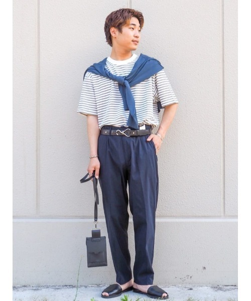 PLUS ONE(プラスワン)の「【接触冷感】【PLUS ONE】サラサラスリムトラウザー / 吸水速乾(スラックス・メンズ・ブラック/ベージュ/ネイビー/オリーブ/ブラック×グレー・S/M/L/XL)」の18枚目の写真