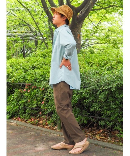 PLUS ONE(プラスワン)の「【接触冷感】【PLUS ONE】サラサラスリムトラウザー / 吸水速乾(スラックス・メンズ・ブラック/ベージュ/ネイビー/オリーブ/ブラック×グレー・S/M/L/XL)」の14枚目の写真