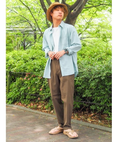 PLUS ONE(プラスワン)の「【接触冷感】【PLUS ONE】サラサラスリムトラウザー / 吸水速乾(スラックス・メンズ・ブラック/ベージュ/ネイビー/オリーブ/ブラック×グレー・S/M/L/XL)」の16枚目の写真