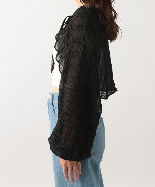 Heather(ヘザー)の「ウネウネシアーボレロカーディガン 198244(カーディガン/ボレロ・レディース・ブラック/アイボリー・FREE)」の16枚目の写真